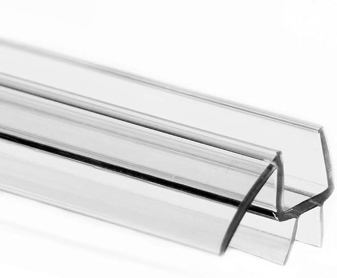 eatelle Shower Door Bottom Seal with Drip Rail for 3/16 (5mm) Thick Glass, 36" Long Sweep - Ultra Clear Polycarbonate