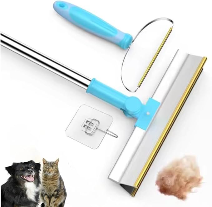 Carpet Rake for Pet Hair Removal,Adjustable Long Handle 51 inches,Cats and Dogs Hair Remover Brush and Lint Remover for Carpets,Mats, Rugs, Couch, Furniture