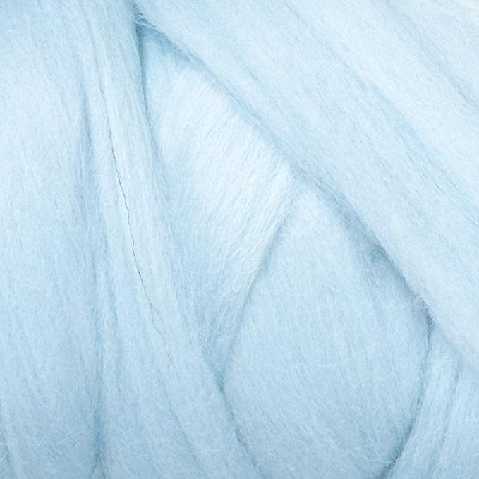 Colored Natural Wool roving, 1 lb. Best Wool for Needle Felting, Wet Felting, handcrafts and Spinning. (Light Blue, 1 lb)