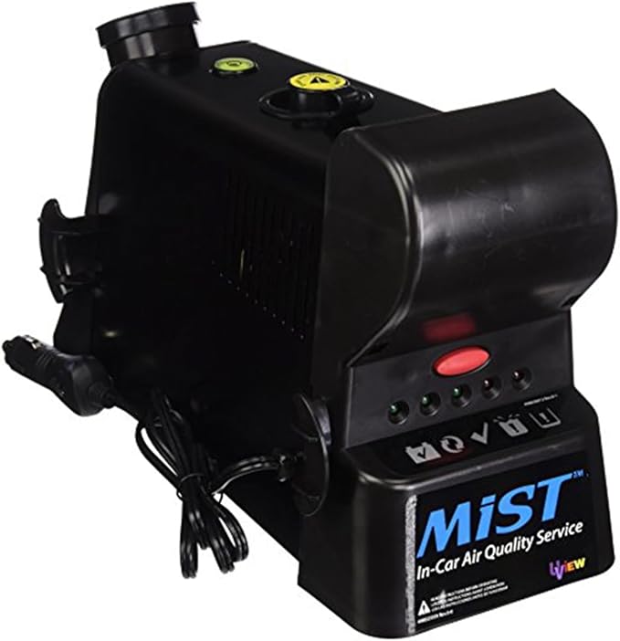 UView 590160 MIST II Ultrasonic Cleaning Unit for Enhancing Air Quality in Automotive HVAC Systems, Advanced Nanodroplet Delivery System, Automatic Shut-off, Portable, Compact, 12-Volt DC, Black