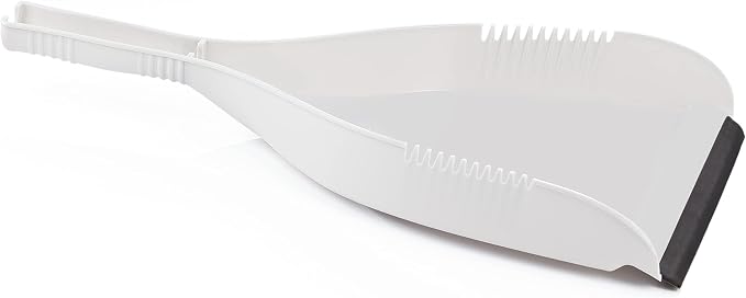 Superio Clip-On Dustpan - Heavy Duty Plastic, Easy Grip Clip-On Dust Pan with Rubber Edge, Detailed Sweeping Debris, Fits Standard Brooms Home & Commercial Dusting & Cleaning Tool, Grey