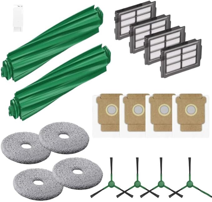 18pcs for iRobot Roomba Plus 405/505 Combo Robot Vacuum with 2 Main Brushes,4 Filters,4 Rags,4 Side Brushes, 4 Dust Bags Roomba Plus 405 Sweeper Kit