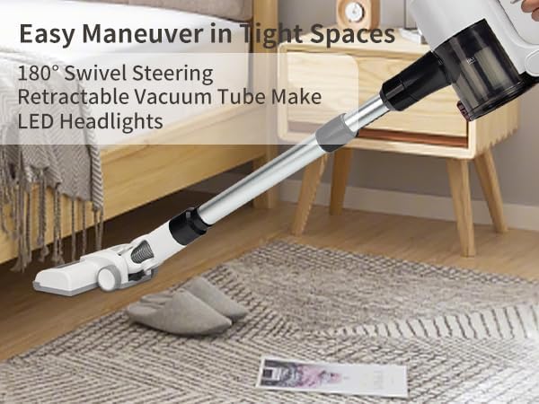 Cordless Vacuum Cleaner, Rechargeable Lightweight Handheld Vacuum, Portable Stick Vacuum for Home, Pet Hair, Carpet, and Car Cleaning(GR Pro)