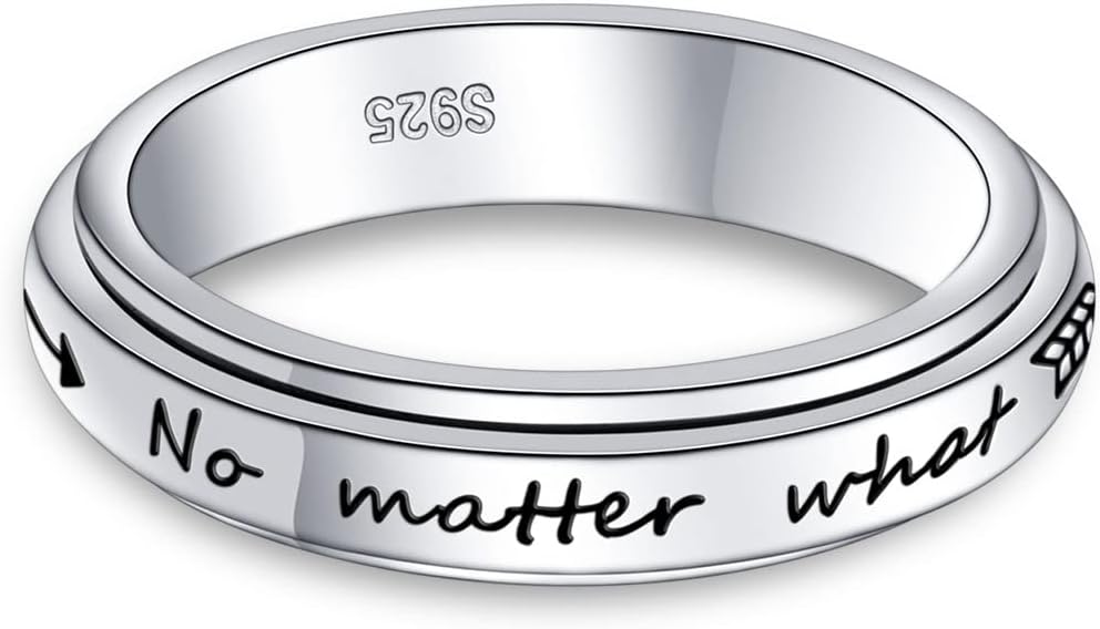 S925 Sterling Silver Spinner Fidget Anxiety Worry Relieving Boredom ADHD Autism Band Rings
