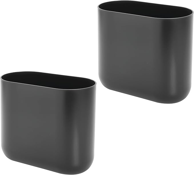 iDesign Small Slim Plastic Bathroom Trash Can, Garbage Can for Bedroom, Office, Desk, Dorm, 2-Pack, Gray