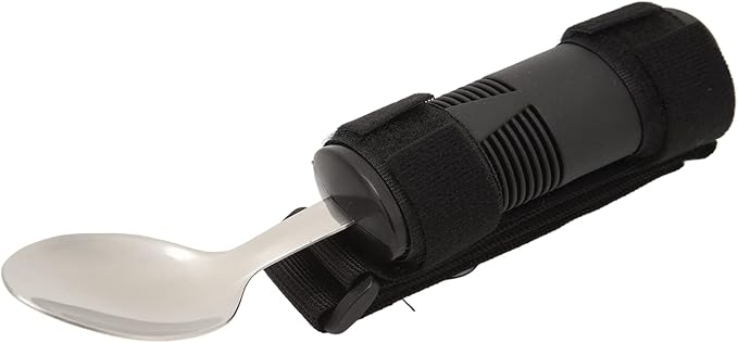 Adaptive Utensil, Supportive Special Supplies Spoon for Hand Tremors, Parkinsons, Arthritis, Elderly, Wide Spoon with Anti Slip Handle and Adjustable Strap