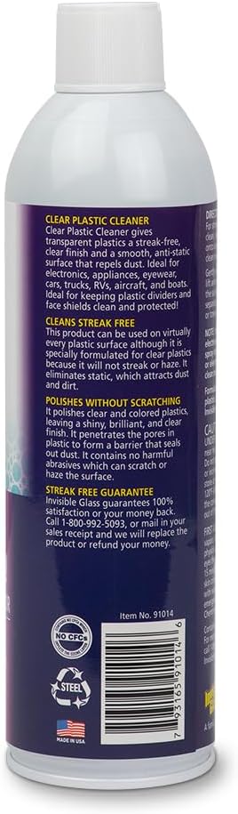 Invisible Glass 91014 Clear Plastic Cleaner – Cleans and Protects Plastic on Electronics, Appliances, Eyewear, Cars, Trucks, RVs, Boats & More, Helps Prevent Fog and Static – 19 oz