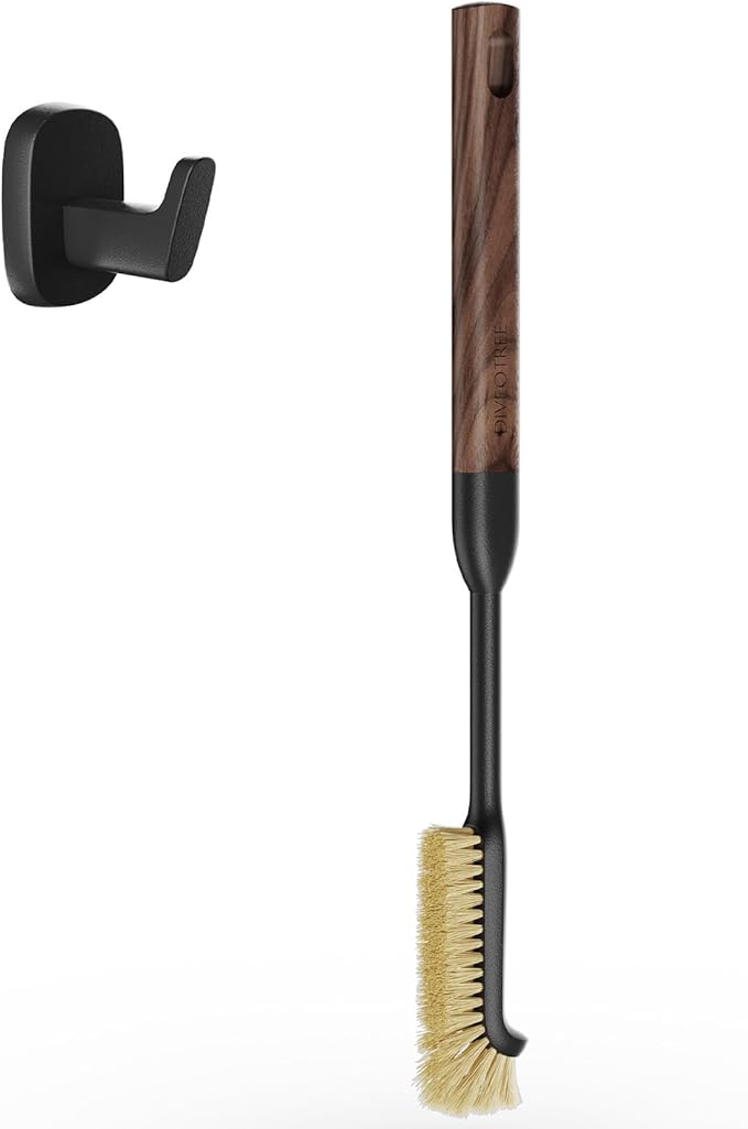 Cleaning Brush, Diveotree Hard Bristle Brush for Deep Cleaning Grout, Sink, Cup, Teapot, Bottle, Blender, Multi-Purpose Brush wih Long Handle for Kitchen (Black)