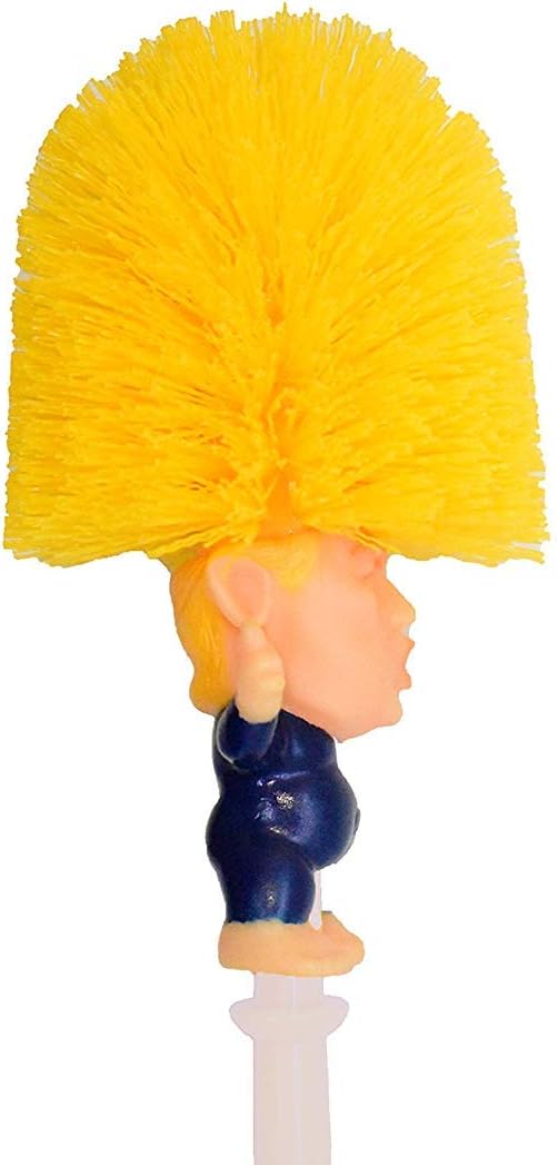 Toilet Brush Funny Cleaner Scrubber Toilet Bowl Brush with Holder,Gag Gifts Doll for Bathroom Decor Deep Cleaning Make Your Toilet Great Again-White