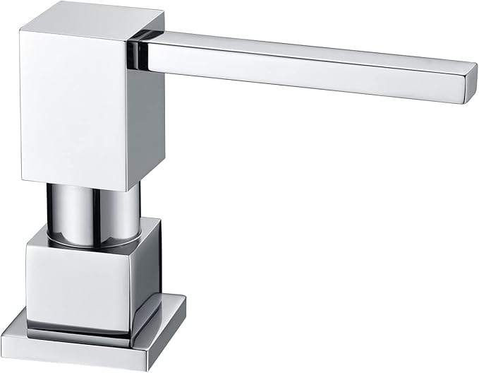 Soap Dispenser Square Chrome, 17 OZ Brasss Pump Soap Dispenser for Kitchen Sink, Dish Soap Dispenser Heavy Duty Soap Dispenser Built in Soap Dispenser