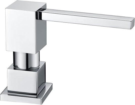 Soap Dispenser Square Chrome, 17 OZ Brasss Pump Soap Dispenser for Kitchen Sink, Dish Soap Dispenser Heavy Duty Soap Dispenser Built in Soap Dispenser