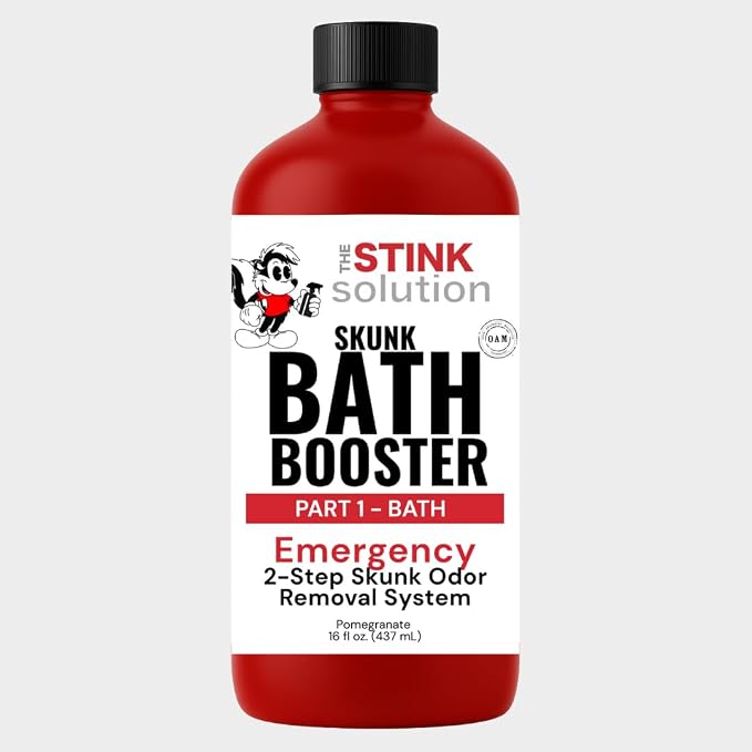 The Stink Solution Skunk Odor Eliminator for Dogs Natural Skunk Smell Remover, Pet Safe Skunk Odor Remover, Skunk Deodorizer & Skunk Neutralizer 16 oz Bath Booster Pomegranate (PART 1)