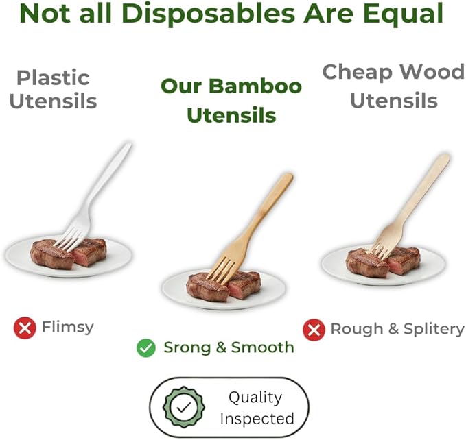 Pre Rolled Napkin and Bamboo Cutlery Set - 30 Pack Bamboo Utensils Wooden Cutlery 30 Forks 30 Knives 30 Spoons 30 Napkins, Pre Wrapped Disposable Silverware Cutlery for Party, Wedding, Events