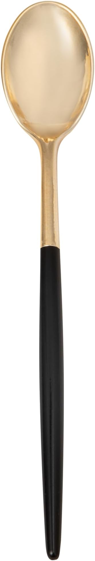 Restaurantware-Moderna 7.75 Inch Fancy Flatware, 50 Durable Plastic Flatware - With Black Handle For Grip, Heavy-duty, Gold Plastic Spoons, Easily Disposable Or Restaurants