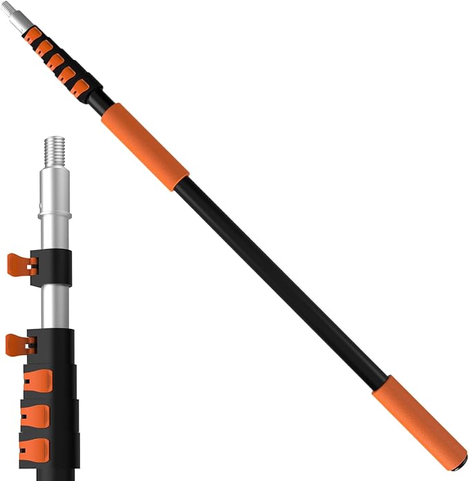 LAANPOLE Telescoping Pole, 5-24FT Aluminum Extension Pole(30FT Reach), Multi-Purpose Paint Roller for Painting, Dusting and Cleaning