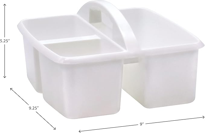 Teacher Created Resources White Portable Plastic Storage Caddy 6-Pack for Classrooms, Kids Room, and Office Organization, 3 Compartments