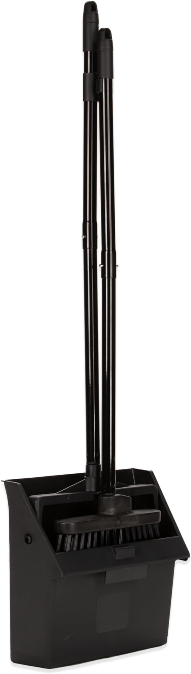 Carlisle FoodService Products Duo-Pan Upright Dust Pan and Broom Set, Essential Cleaning Tools for Home and Commercial Use, 36" Handle, 1 Count, Black