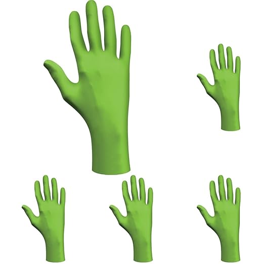 SHOWA Best N-Dex 7705PFT Accelerator-free Disposable Nitrile Glove, Powder Free, X-Large (Pack of 500) Green