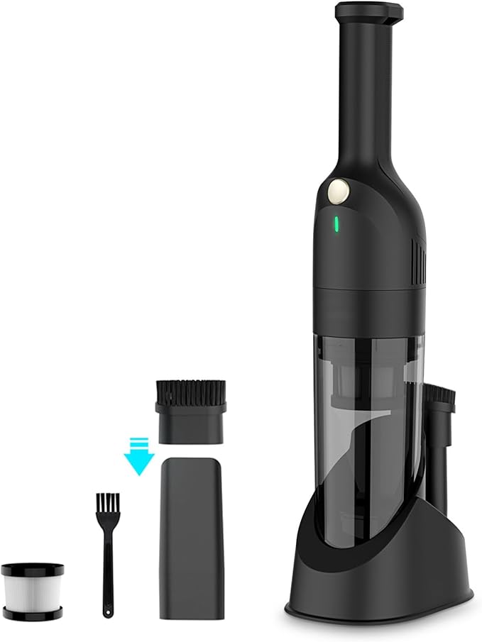 Handheld Vacuum Cordless, Rechargeable Car Vacuum Cleaner with 30 Mins Runtime, Mini Hand Vacuum with 10000 Pa Powerful Suction, Portable Hand Held Vacuum for Car Pet Hair Hardwood Floor Home (Dark)