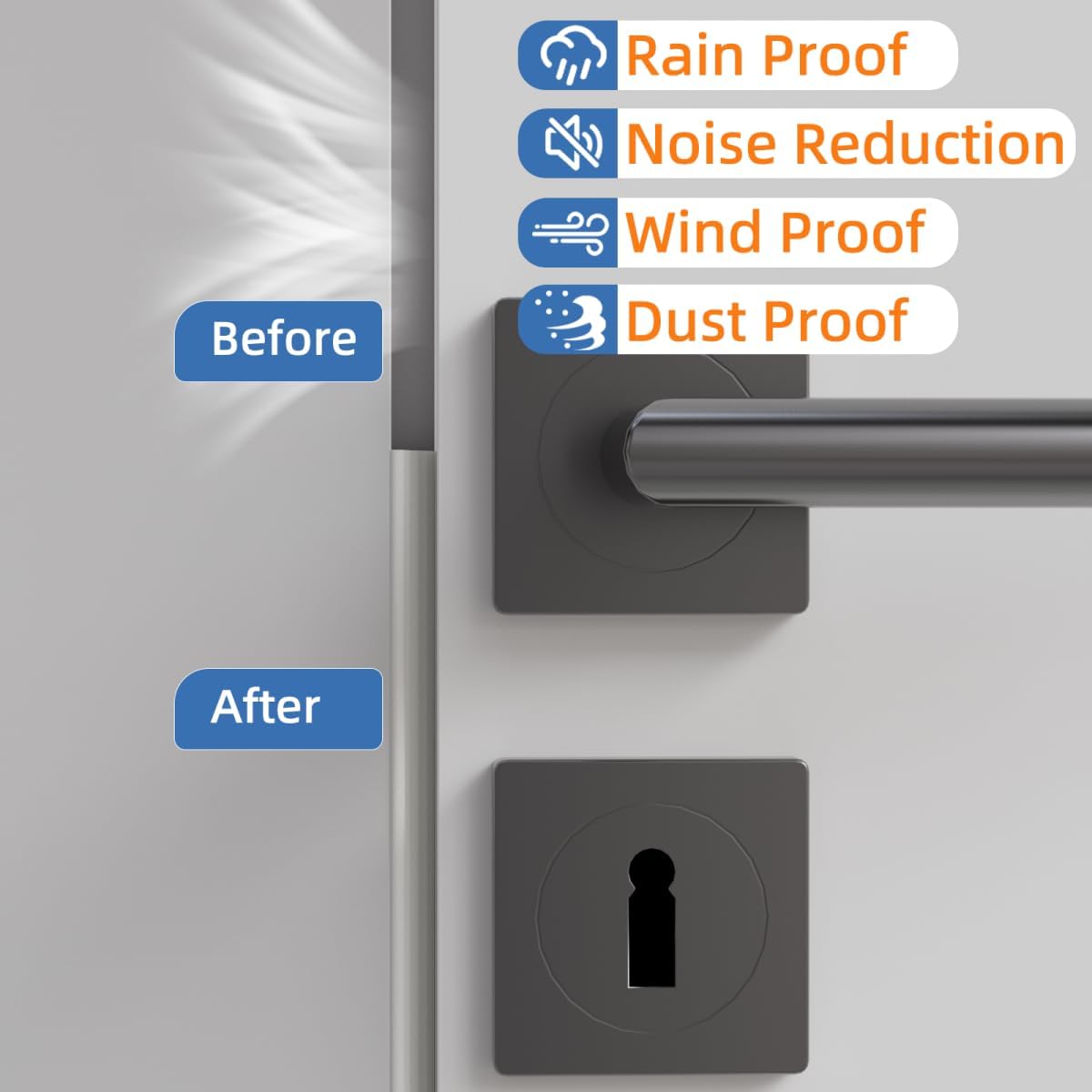 Wedge-Shape Window Weather Stripping Door Frame Seal Strip 196” Black,Upgrade Black Foam,Soundproofing,Draft Stopper,Winter Insulation,Noise Blocker, Gap Filler for Exterior Front Door Side