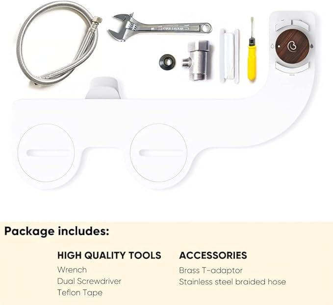 Revolution. Bidet Attachment for Toilet. Luxury Design, Bathroom Bidet Sprayer for Toilet, auto Shut Off, Non Electric, Dual Nozzle, Feminine wash, self Cleaning. Tokyo Platinum.