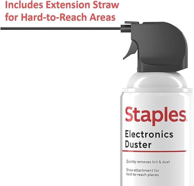 Staples Compressed Air Duster – 10 oz. Cans for Electronics, Keyboards & Office Devices, 2‑Pack