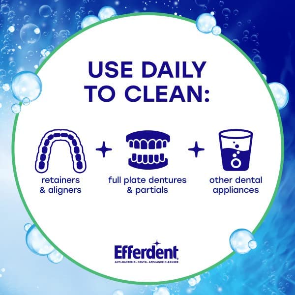 Efferdent Retainer Cleaning Tablets, Denture Cleaning Tablets for Dental Appliances, Minty Fresh & Clean, 90 Count. (Pack of 6)