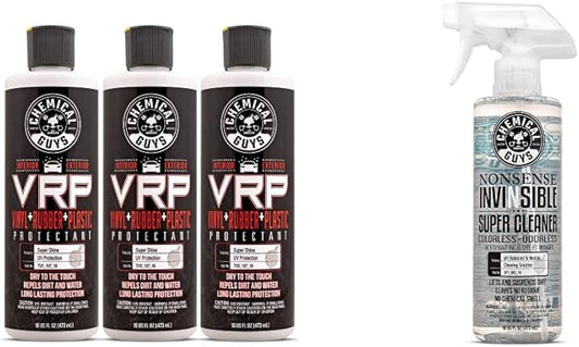 Chemical Guys TVD_107_1603 V.R.P. Vinyl, Rubber and Plastic Non-Greasy Dry-to-The-Touch Long Lasting Super Shine Dressing for Tires, 16 fl oz & SPI_993_16 Nonsense All Surface Cleaner 16 fl. Oz