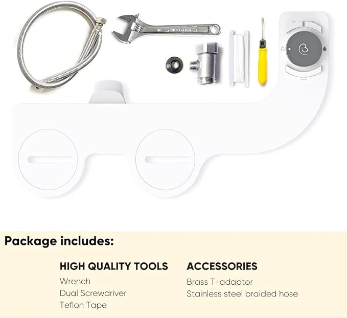 Revolution Cool Water. Bidet attachment for toilet. Luxury design, bathroom bidet sprayer for toilet, auto shut off, non electric, dual nozzle, feminine wash, self cleaning. Tokyo Platinum.