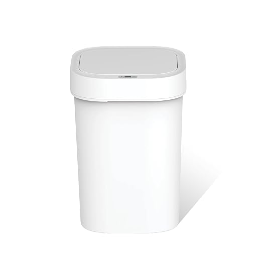Versen 13.2 Gallons / 50 Liters Automatic Touchless Motion Sensor Rectangular Trash Can for Home and Kitchen with Slow Close Lid, White Plastic