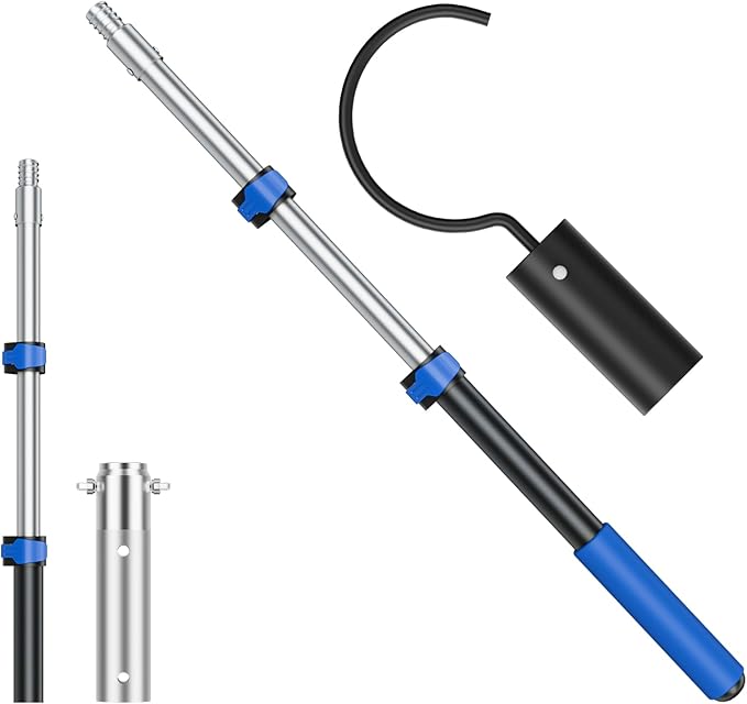 Pool Hook with Pole, 3FT Pool Pole Telescopic with Stainless Steel Hook, Retrieval Hooks for All Robotic Pools Cleaner, Robot Hooks for Heavy Duty Telescoping Poles, Above Ground and Underwater