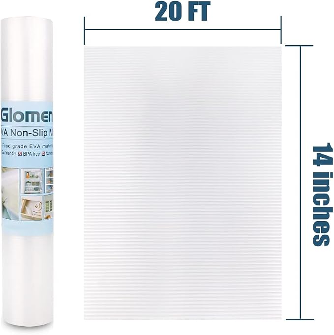 Shelf Liner, Non-Slip Cabinet Liner, Washable Oil-Proof for Kitchen Cabinet, Shelves, Refrigerator, Storage, Desks, 14 Inches x 20 FT, Non Adhesive Drawers Liner… (14 Inches x 20 FT)