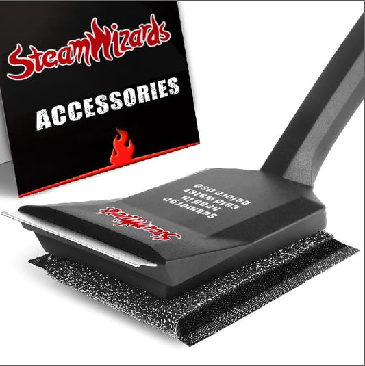 Grill Brush Bristle Free, Steam Clean [Safe & Efficient] Grill Cleaner Brush, for Cast Iron Grates, Dishwasher Safe, BBQ Grill Brush for Outdoor Grill, Black, STEAMWZ-JR0001