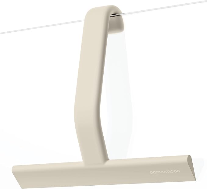 dancemoon JustHang Shower Squeegee for Glass Doors, All-One-Piece Award-Winning Silicone Squeegee with Built-in Hook for Bathroom,Window, Mirror, Tile Wall,Car, Streak-Free Cleaner,10-Inch Light Taupe