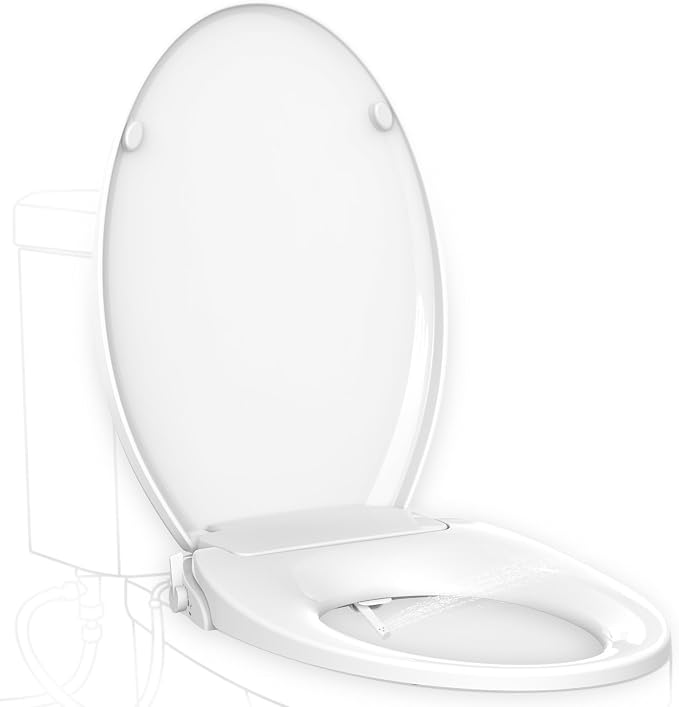 Bidet Toilet Seats, Tapa De Inodoro, Elongated Plastic White, Slow Soft Close Oval Cover for Bathroom, Standard Non-Electric Bowl ToTo Lids, Self Comfort Easy Clean Round Padded