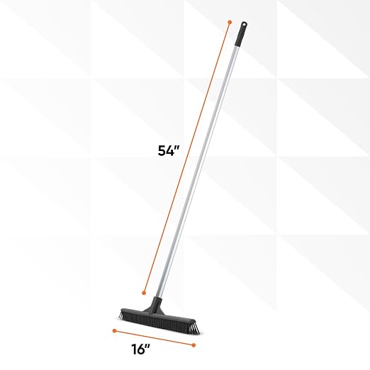 Superio 16” Pet Hair Remover Silicone Broom - Carpet Rake for Fur Removal - Rug Rake to Fluff Carpet – for Dust on Hardwood Floor & Tile – Rinse to Clean, 2 Pack