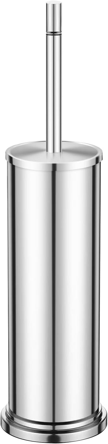 Chrome Toilet Brush and Holder Set,304 Stainless Steel Toilet Brush for Bathroom with Long Handle, Heavy Duty Toilet Bowl Brush,Removable Inner Bowl and Splash Protection,Deep Cleaning