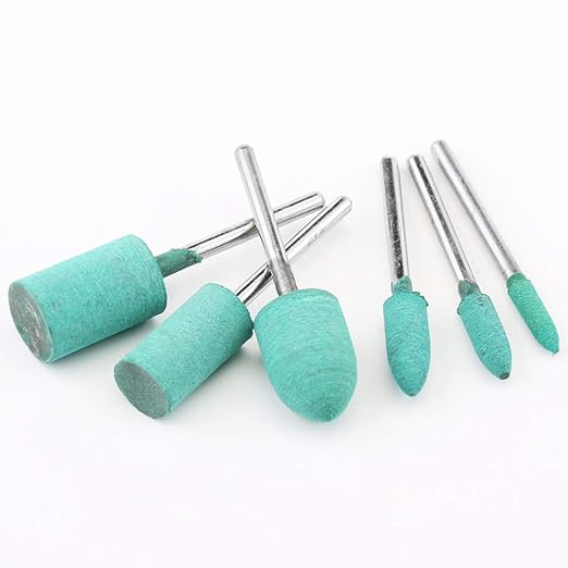Oudtinx Polishing Accessories 100pcs Rubber Grinding Heads,3mm Shank Assorted Accessory, Mounted Point Wheel Head Kit for Dremel Polish Rotary Tools (Green)