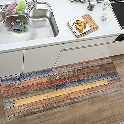 WODEJIA Flannel Mat Non Slip Bedside and Living Room,Clearance MatS Absorbent Moisture Dust Forlaundry Room,Bath Rugs Sponge Foam Soft for Bathroom and KitchenRustic Old Wooden Board 59 x 24 Inches