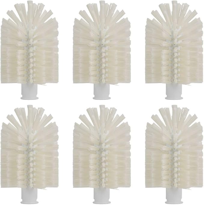 SPARTA Industrial Tank Brush Head Pipe Brush Head, Drain Brush with 3/4" Thread Hole (Handle Not Included) for Commercial Use, Plastic, 4 x 7.1 Inches, White, (Pack of 6)