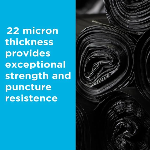 Highbar Select Large Black Trash Bags 55-60 Gallon Heavy Duty, 150 Count, High Density, 22 Micron, 38" x 60", Ideal for Schools, Janitorial, Bathrooms,