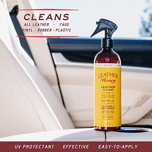 Leather Honey Cleaner and Conditioner Bundle with 16oz Spray Cleaner with UV Protectant and 16oz Conditioner