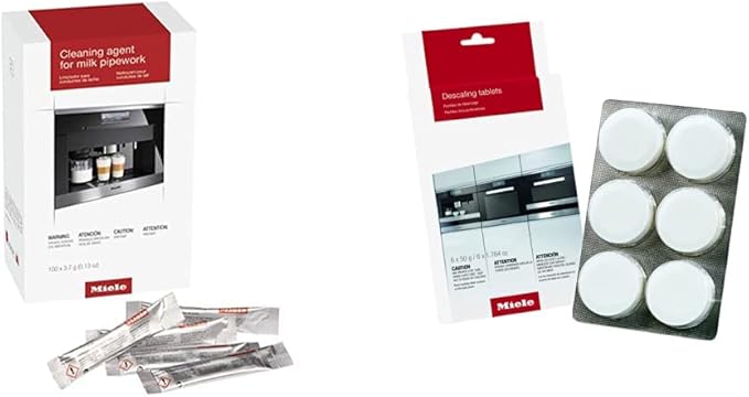 Miele Pipework Cleaner for Coffee Machines, 100 Sachets & Descaling Tablets for Coffee Machines, Steam Ovens, Ovens, Ranges, 6 count