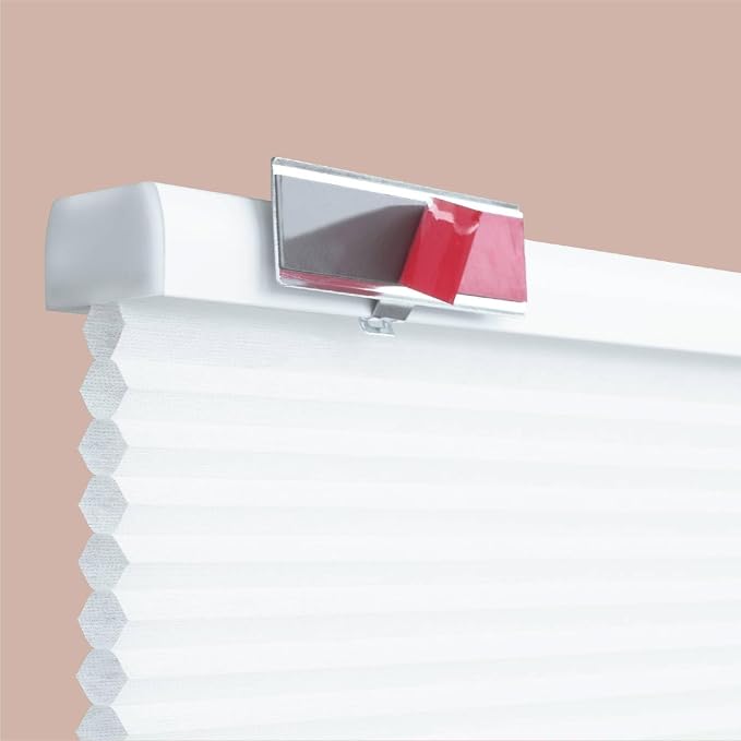 REGAL estate QuickInsta PeelMount No Drill No Tools Cordless 1" Light Filtering Cellular Shade, 42" W x 48" H, White