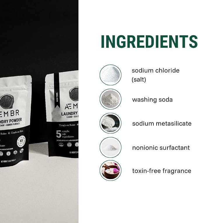 Luxury Laundry Powder | Clean Natural Non-Toxic Healthy Laundry Detergent | Made in USA with Natural Ingredients | Heritage (Amber Florals)