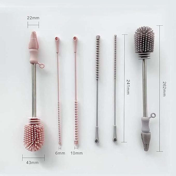 Haakaa Silicone Cleaning Brush Kit – Household Cleaning Brushes for Bottles and Crevices – Food-Grade Silicone: Dishwasher Safe (Kit-Lime)