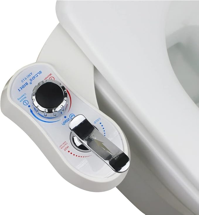 Bidet AMI910 Hot and Cold Water Bidet Attachment for Toilet - Self Cleaning Dual Nozzles (Frontal & Rear Wash) - Non-Electric Mechanical Bidet Toilet Attachment