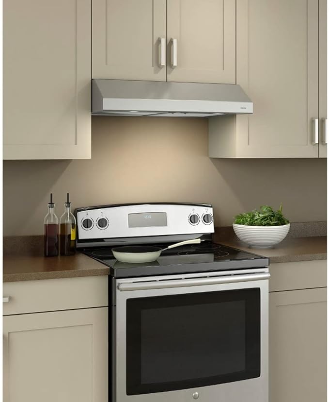 Broan-NuTone BCSD130SS Glacier Range Hood with Light, Exhaust Fan for Under Cabinet, Stainless Steel, 30-inch, 300 Max Blower CFM