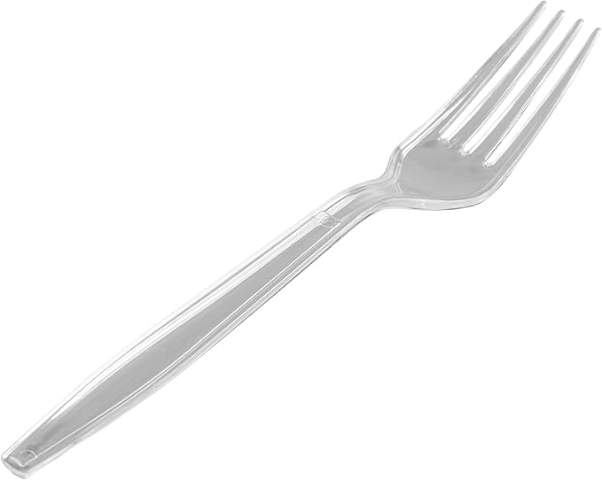 Restaurantware Moderna 7.3 Inch Disposable Forks 250 Recyclable Plastic Cutlery - Crack-Resistant For All Types Of Meals Clear Plastic Party Forks
