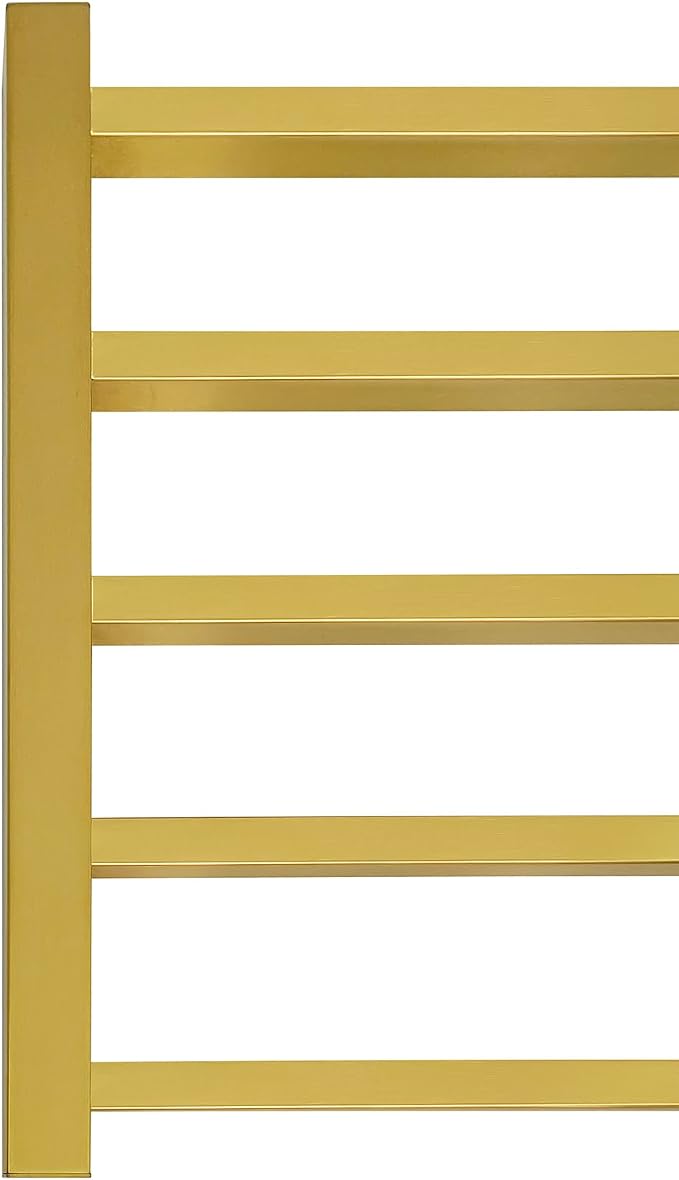 Luxury Heated Towel Rack Wall Mounted Towel Warmers, 5 Bars Towel Warmer Rack for Bathroom with Timer & Temperature Multi-Level Adjustable, Hardwired and Plug-in Compatible (Brushed Gold)